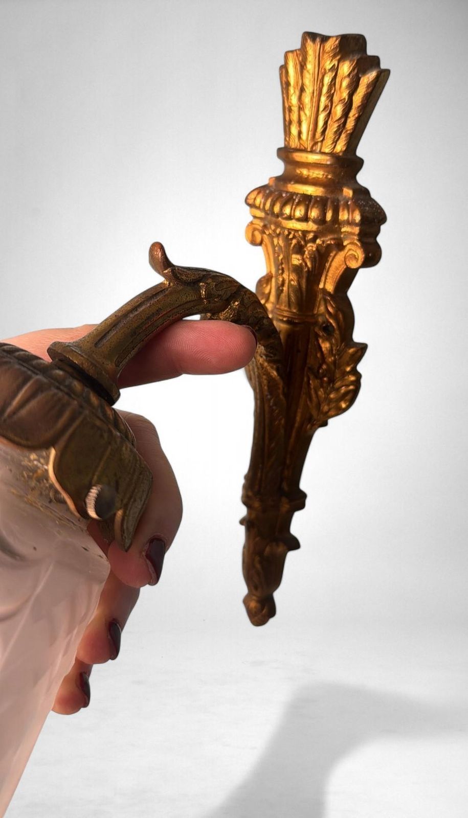 Lighting Art Nouveau Art Deco Pair Of Gilt Bronze And Cut Glass Wall Sconces photo