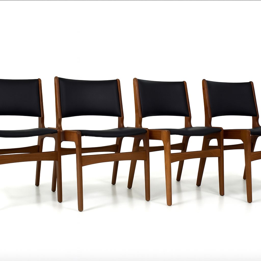 Set Of 8 Burmese Teak Model 88/89 Erik Buch Midcentury Dining Chairs photo Furniture