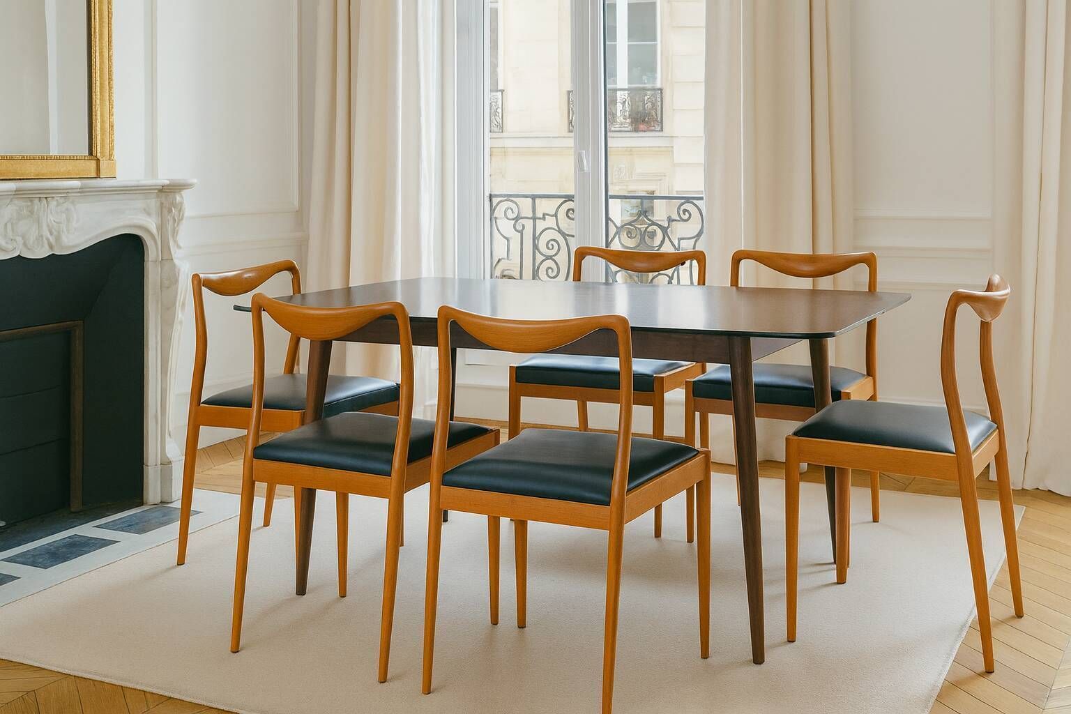 Set Of 4 Vintage Scandinavian Wooden Chairs — 1960s — Danish Style photo 1078.0