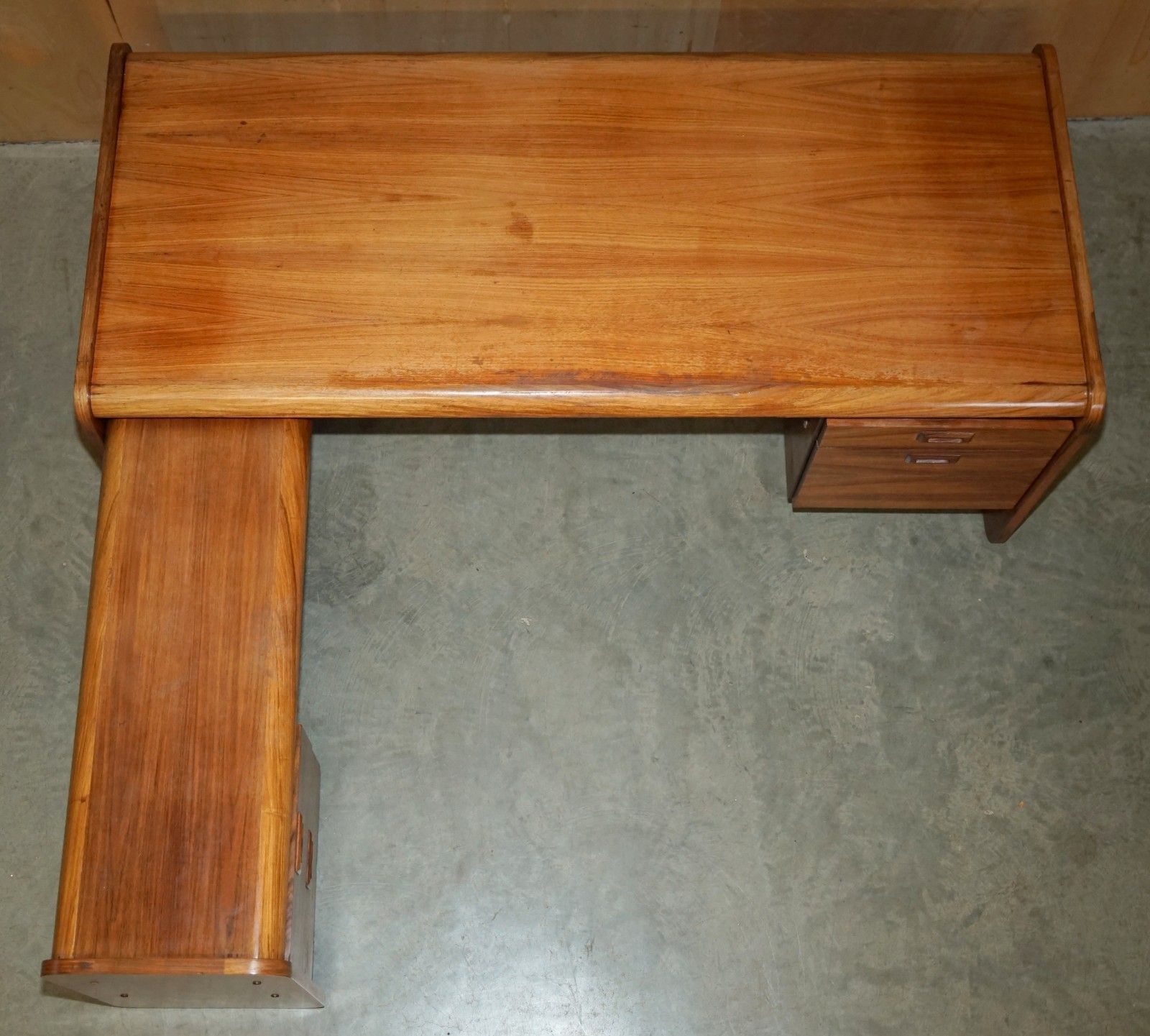 photo vintage Danish Mid Century Brazilian Wood Office Left Corner Desk Part Of Large Suite
