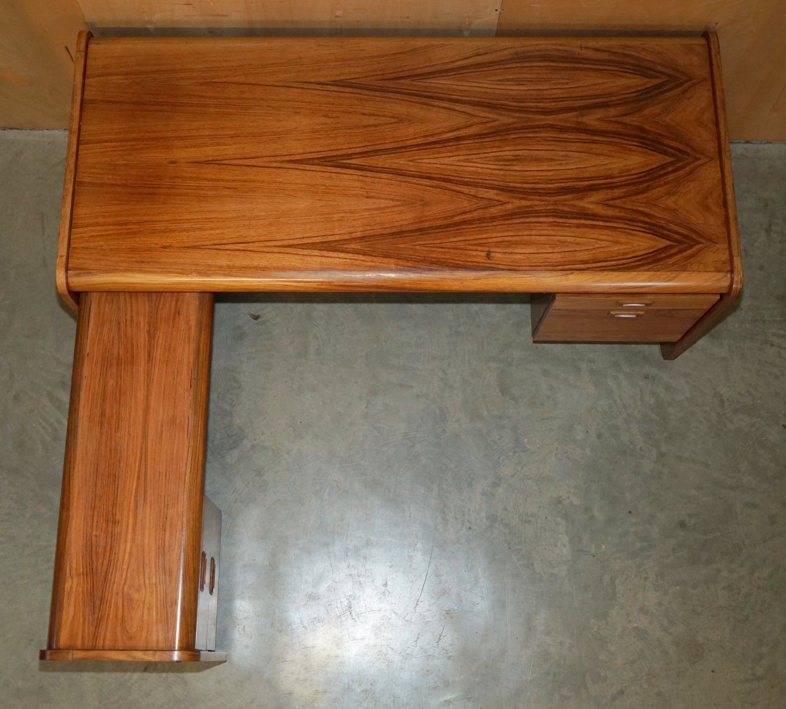 Danish Mid Century Modern Brazilian Wood Office Left Corner Desk Part Of Suite photo Furniture