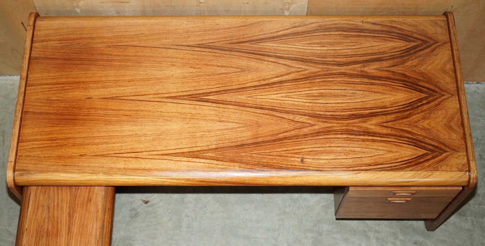 Danish Mid Century Modern Brazilian Wood Office Left Corner Desk Part Of Suite photo 4750.0