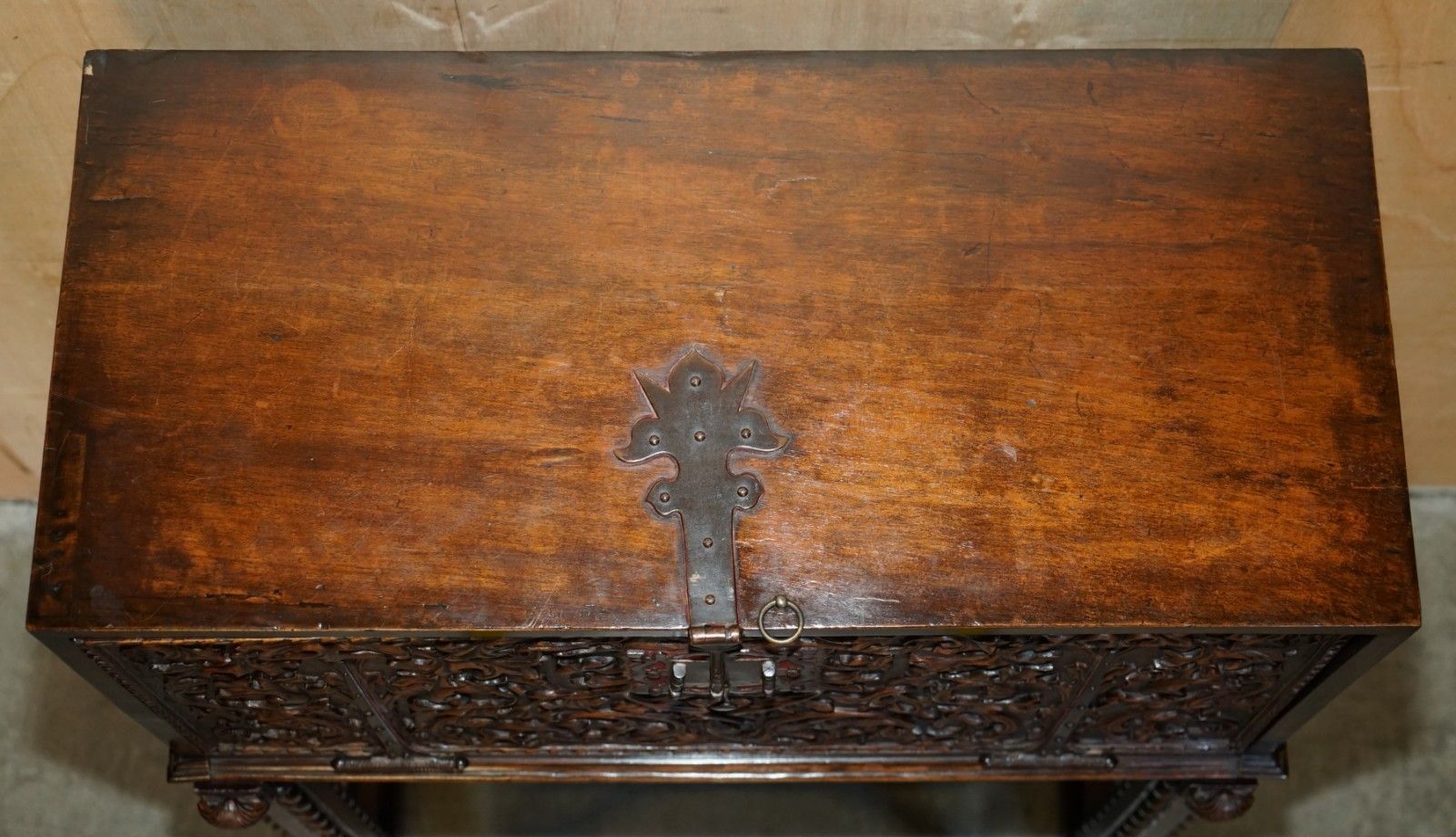 Lovely Ornately Carved 18th Century Spanish Cabinet On Stand With Hidden Storage photo buy