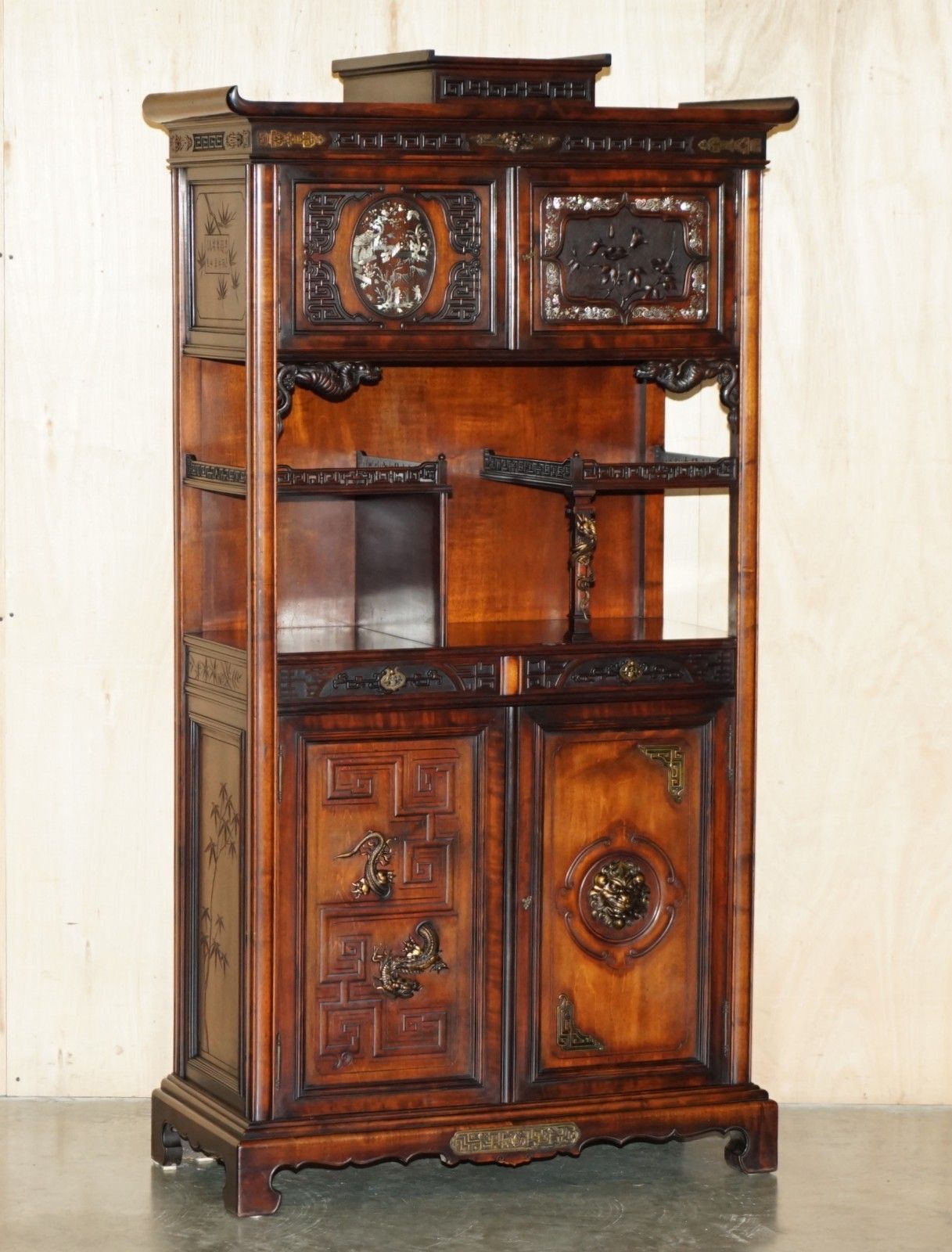 Important Antique Gabrield Viardot 1830 1906 Signed Japonisme Display Cupboard photo for sale