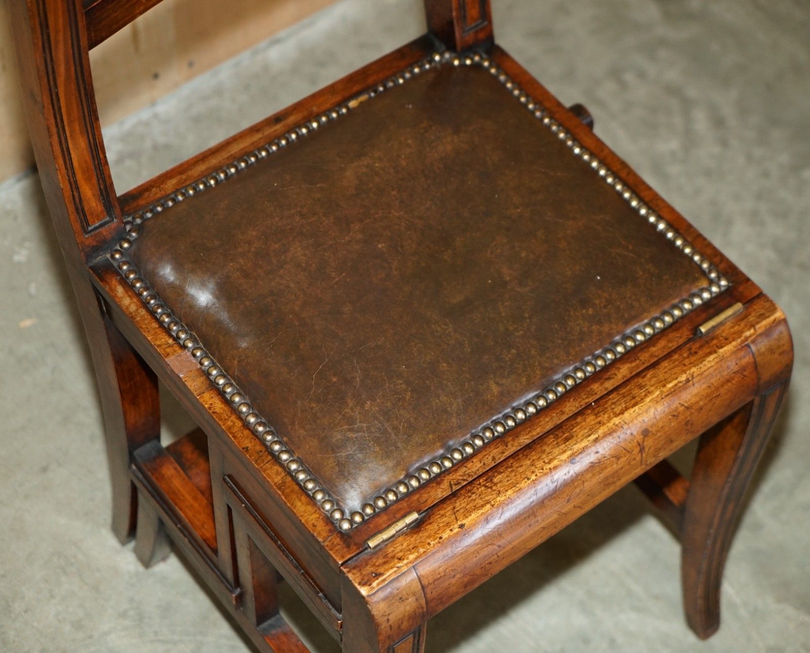 Victorian Circa 1880 Mahogany, Leather & Brass Metamorphic Chair Library Steps photo buy