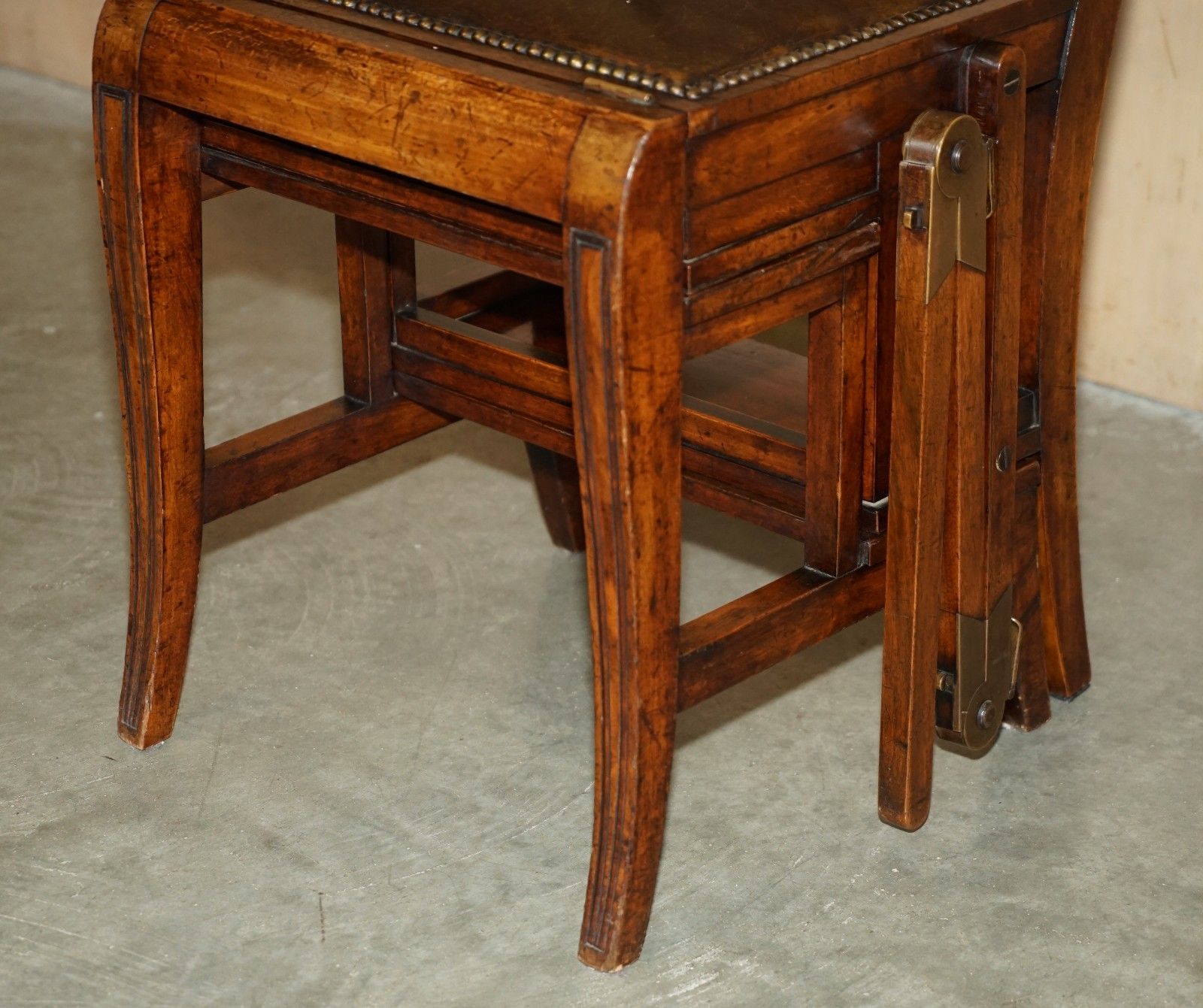 Victorian Circa 1880 Mahogany, Leather & Brass Metamorphic Chair Library Steps photo vintage