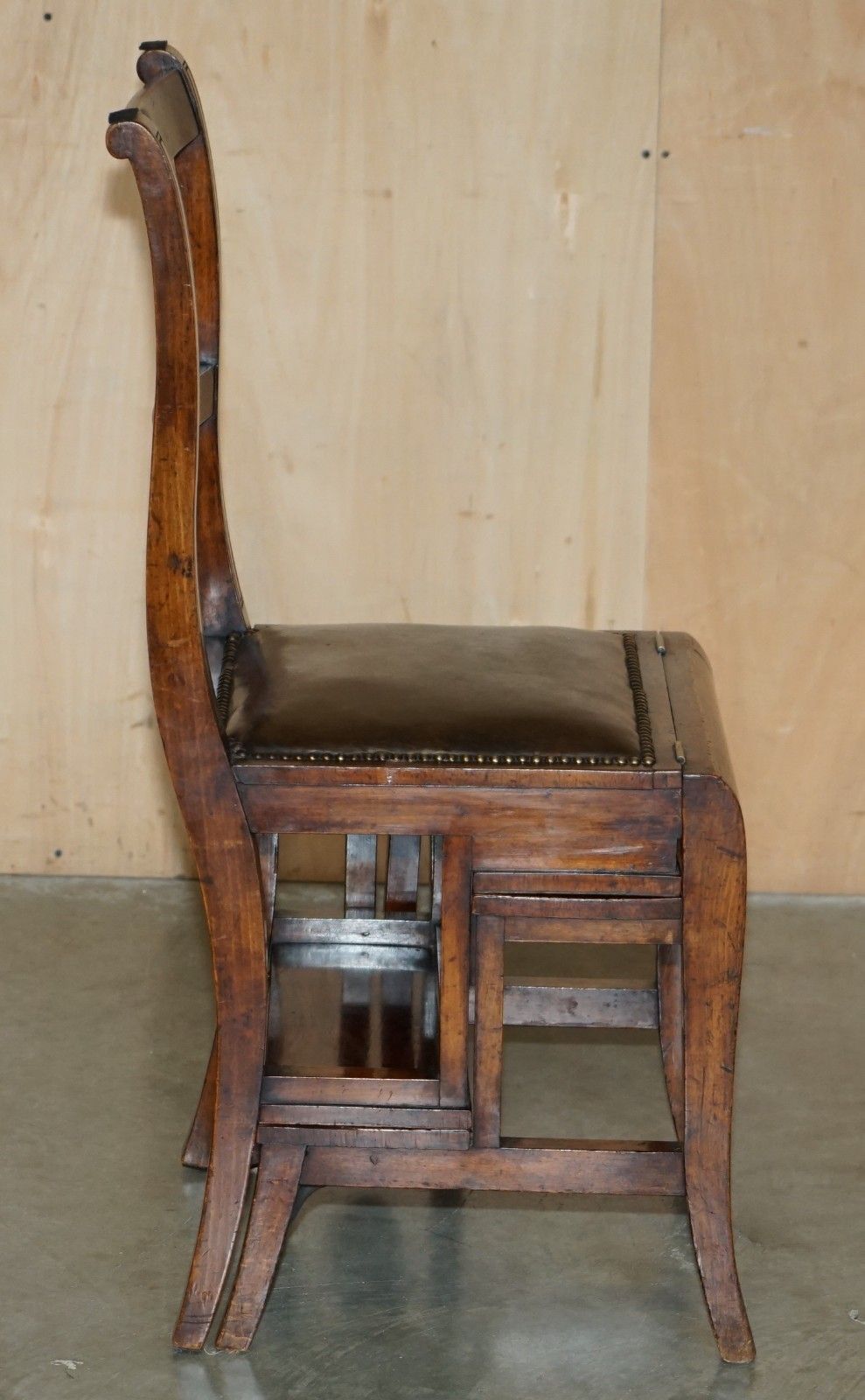 photo furniture Victorian Circa 1880 Mahogany, Leather & Brass Metamorphic Chair Library Steps