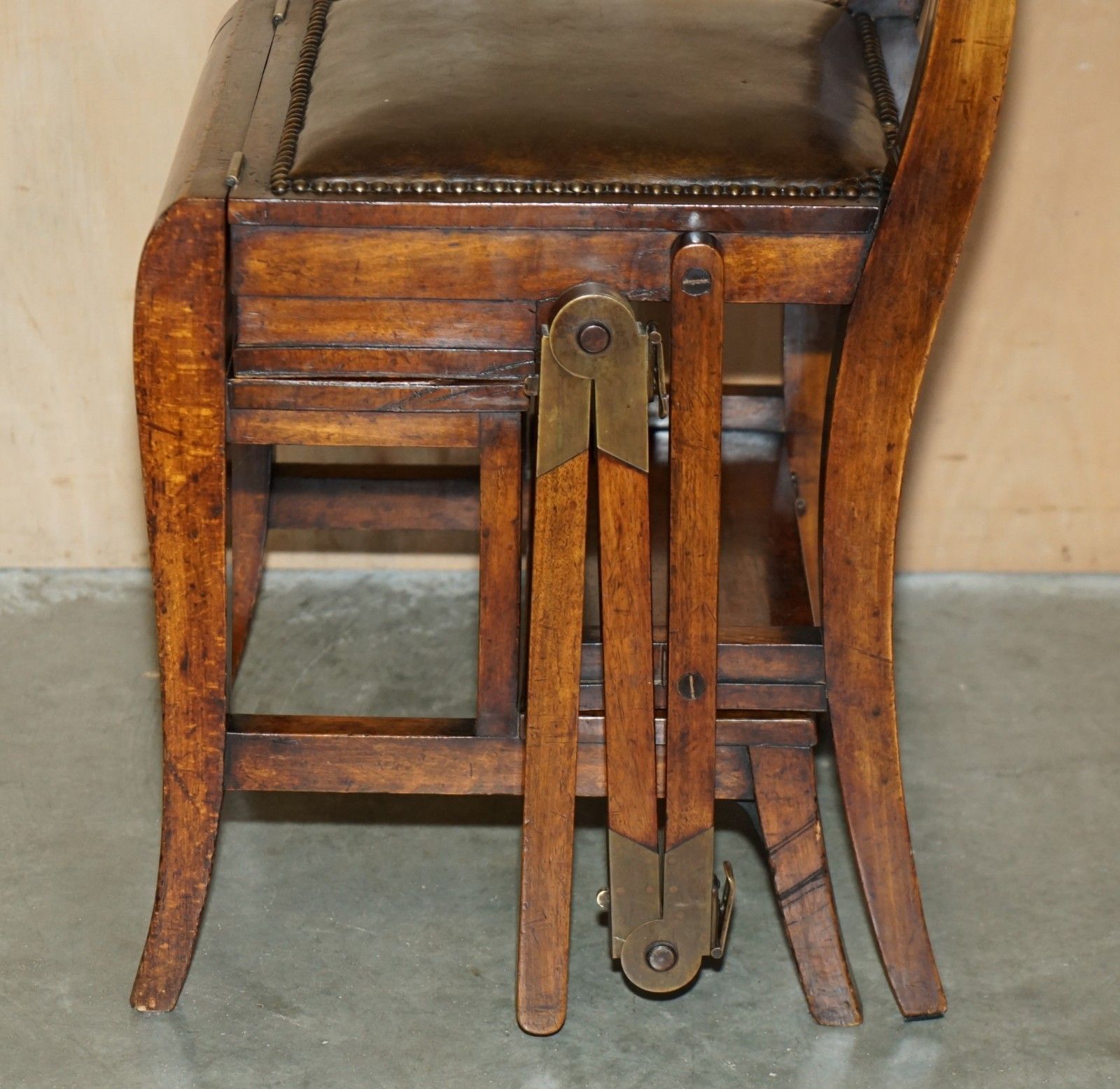 photo buy Victorian Circa 1880 Mahogany, Leather & Brass Metamorphic Chair Library Steps