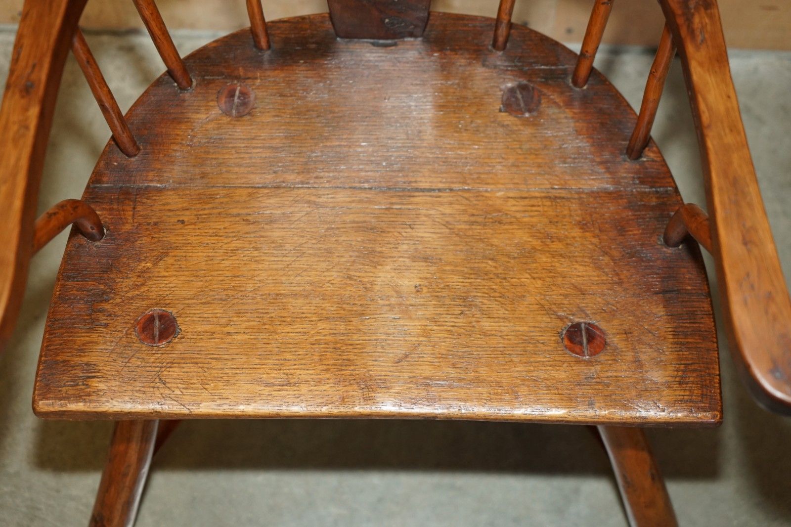 photo buy Rare Antique 18th Century Yew & Oak Windsor Armchair Primate Design Stick Back