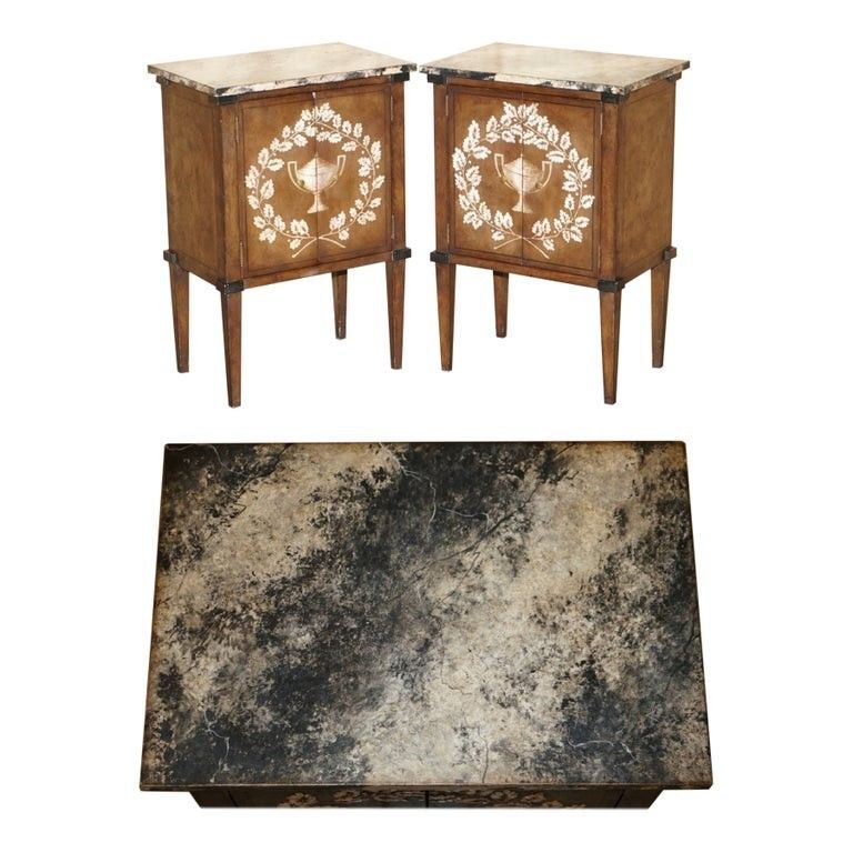 Pair Of Rrp £8,340 Porte Italia Lombardia Nightstands Bedside Side End Tables