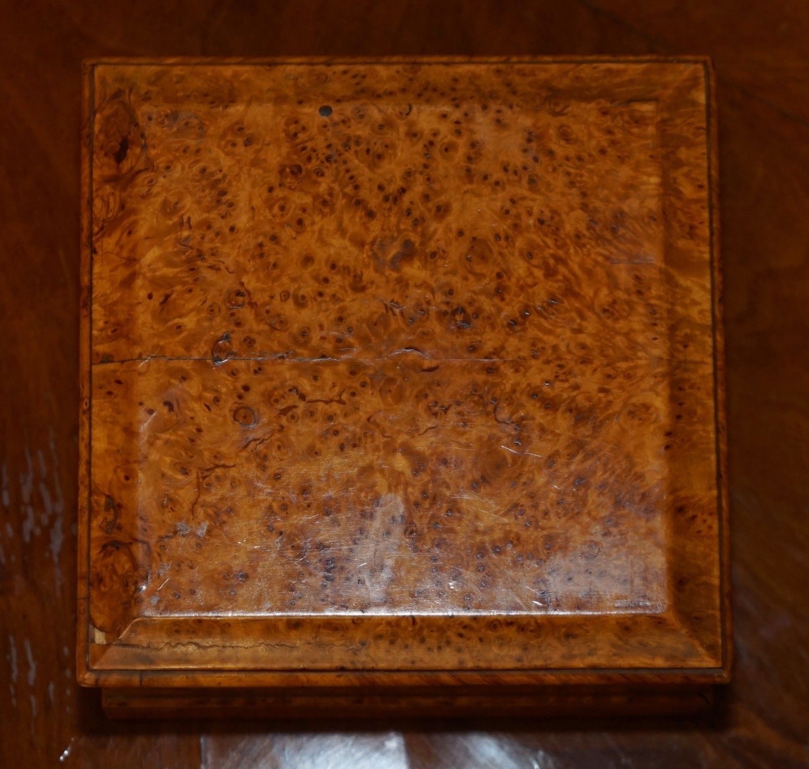 Home Decor Antique Circa 1920 Chinese Mahjong Set + Counters In Original Amboyna Wood Case photo