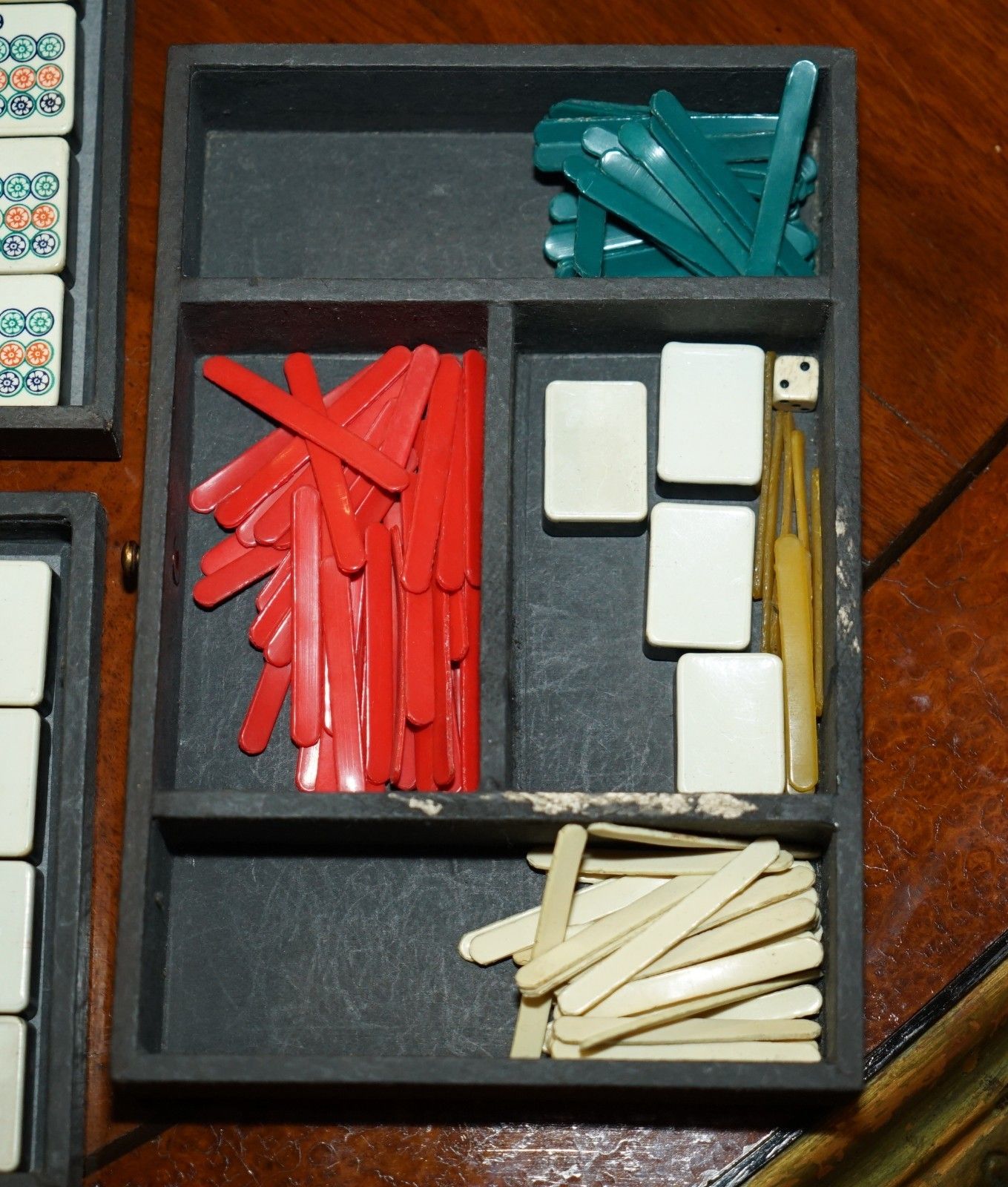 photo furniture Antique Circa 1950's Chinese Imperial Mahjong Set With The Original Racks