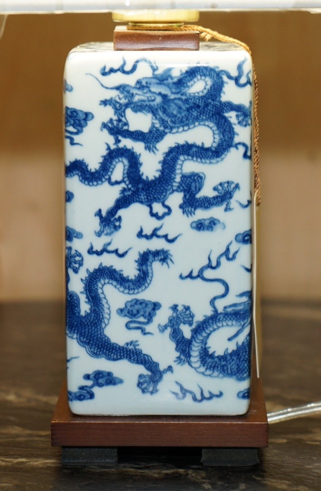 1 Of 12 New In The Box Ralph Lauren Porcelain Cobalt Chinese Dragon Table Lamps photo vinterior