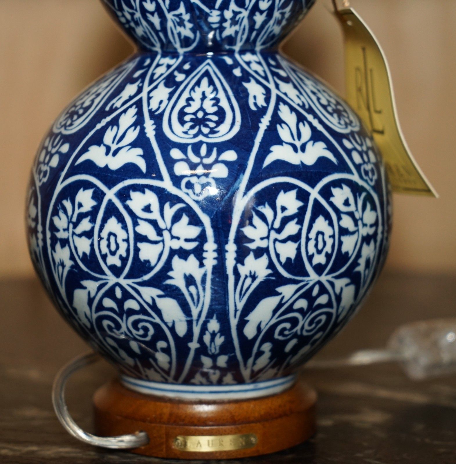 photo for sale 1 Of 4 Brand New In The Box Ralph Lauren Batik Porcelain Cobalt Blue Table Lamps