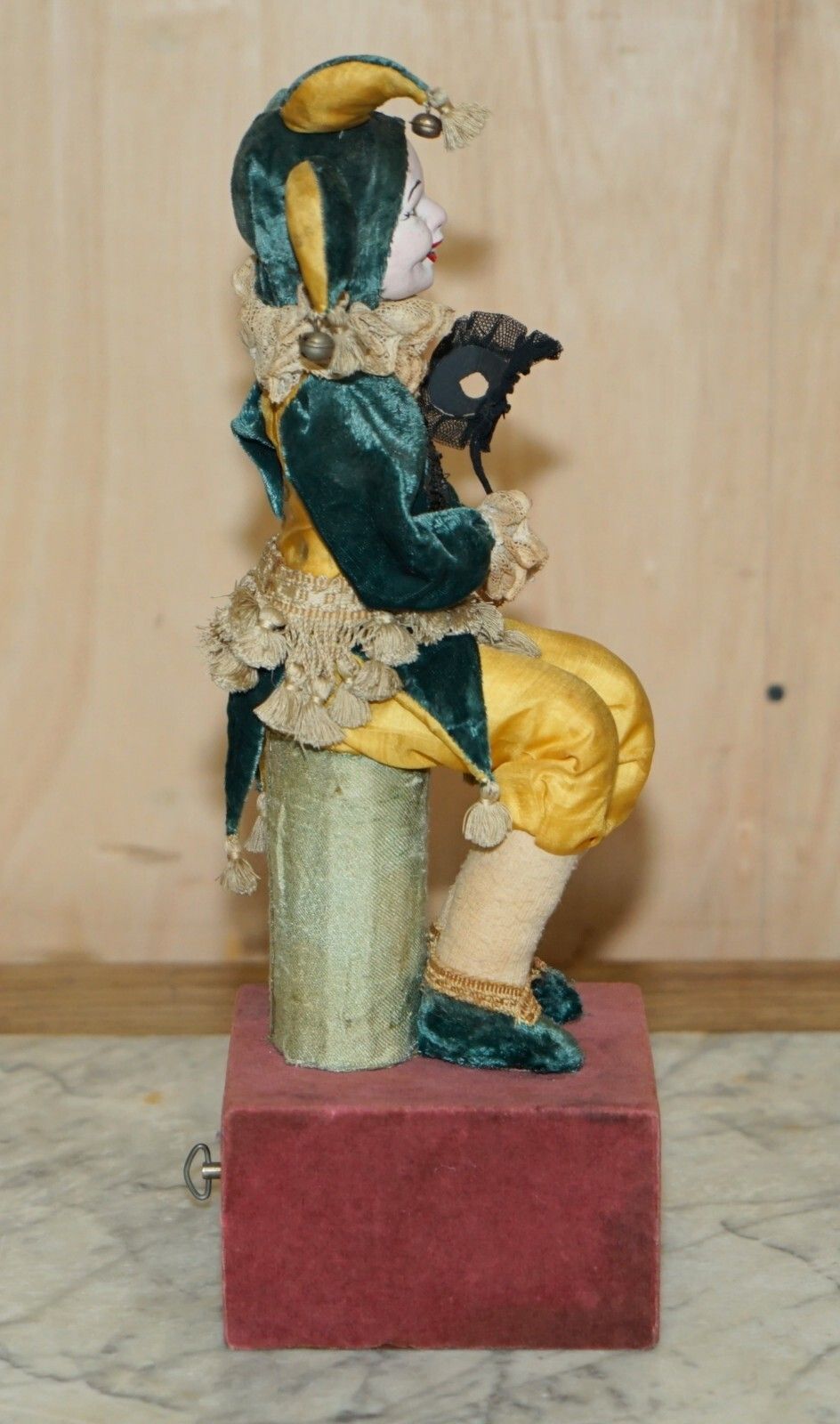 photo for sale Antique French Hand Made Musical Automaton Jester Clown That Plays Music & Moves