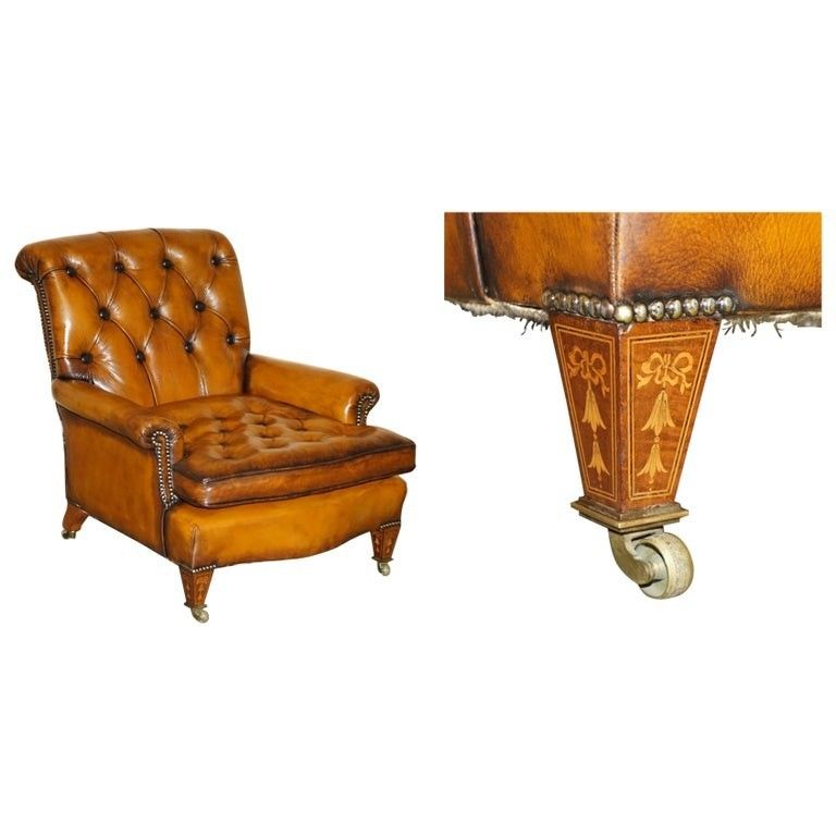Super Rare Howard & Son's Fully Restored Chesterfield Brown Leather Armchair