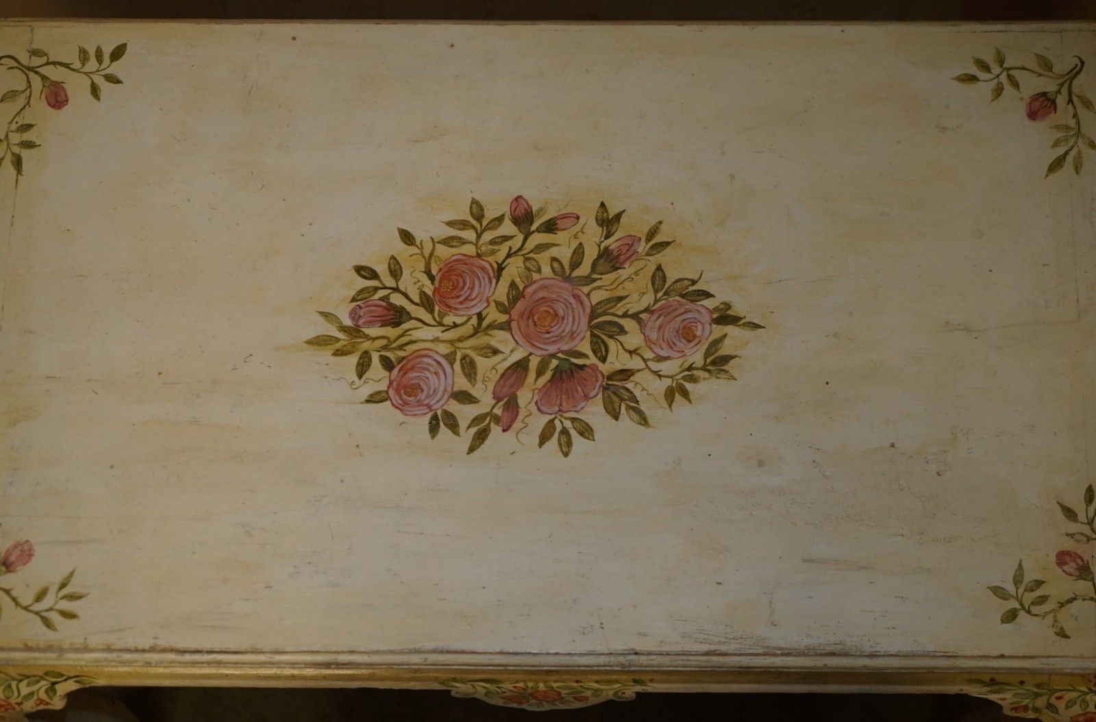 Georgina Style Antique Circa 1860 Victorian Hand Painted Occasional Table Desk photo vinterior