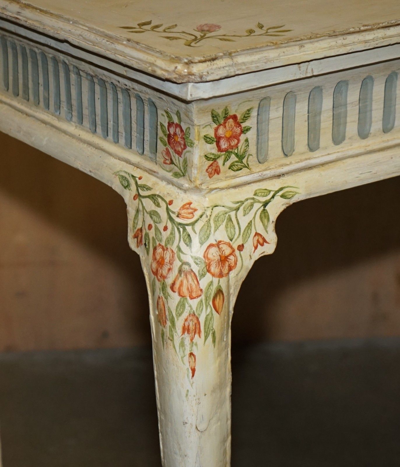 photo for sale Georgina Style Antique Circa 1860 Victorian Hand Painted Occasional Table Desk