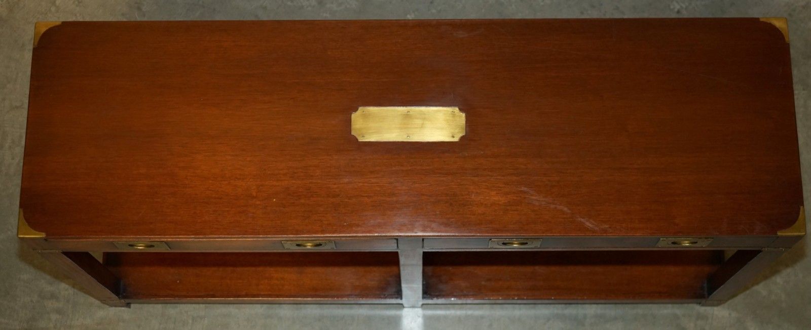Stunning Harrods London Kennedy Twin Drawer Military Campaign Console Table photo Furniture