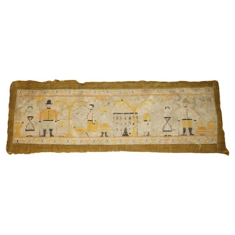 Antique 19th Century North American Colonial Tapestry With Vibrant Colours
