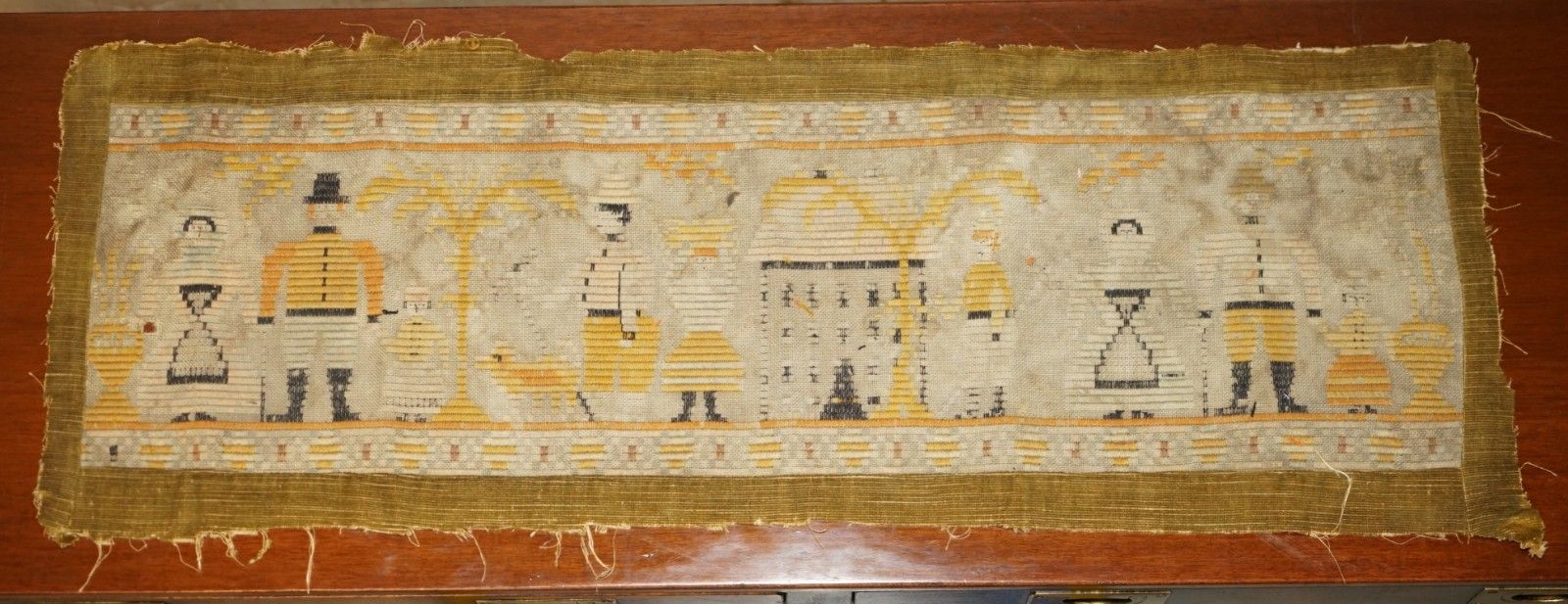 Antique 19th Century North American Colonial Tapestry With Vibrant Colours photo furniture