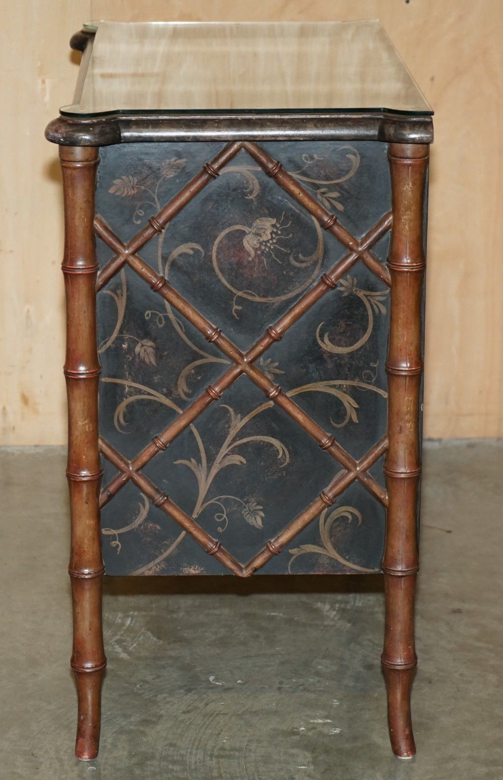 photo vinterior Rrp £7450 Faux Bamboo Carved Wood Porte Italia Fiesole Chest Of Drawers