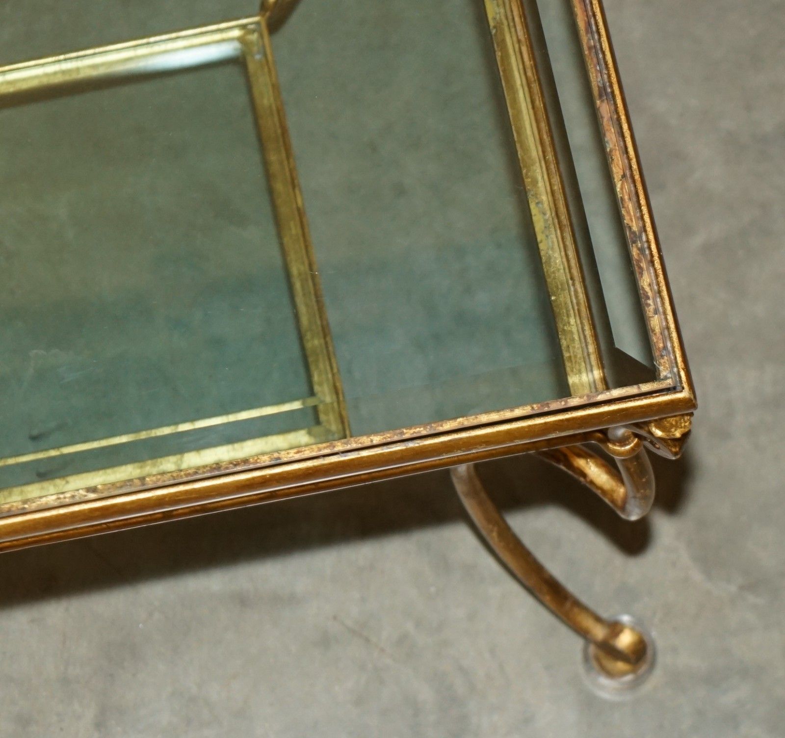 Stunning Mid Century Modern Glass & Gold Leaf Brass Centre Or Large Side Table photo vinterior
