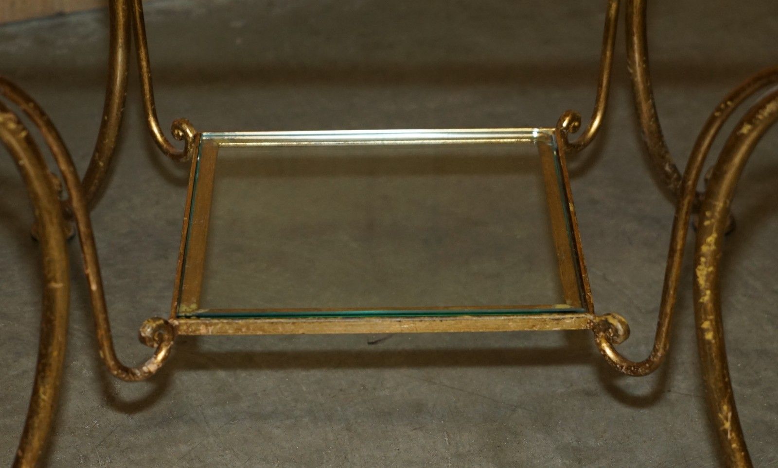 Furniture Stunning Mid Century Modern Glass & Gold Leaf Brass Centre Or Large Side Table photo