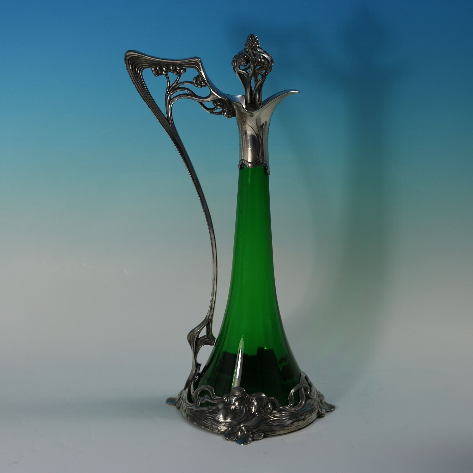 Art Nouveau Wmf Claret Jug And Stopper With Green Glass Liner photo 1635.0