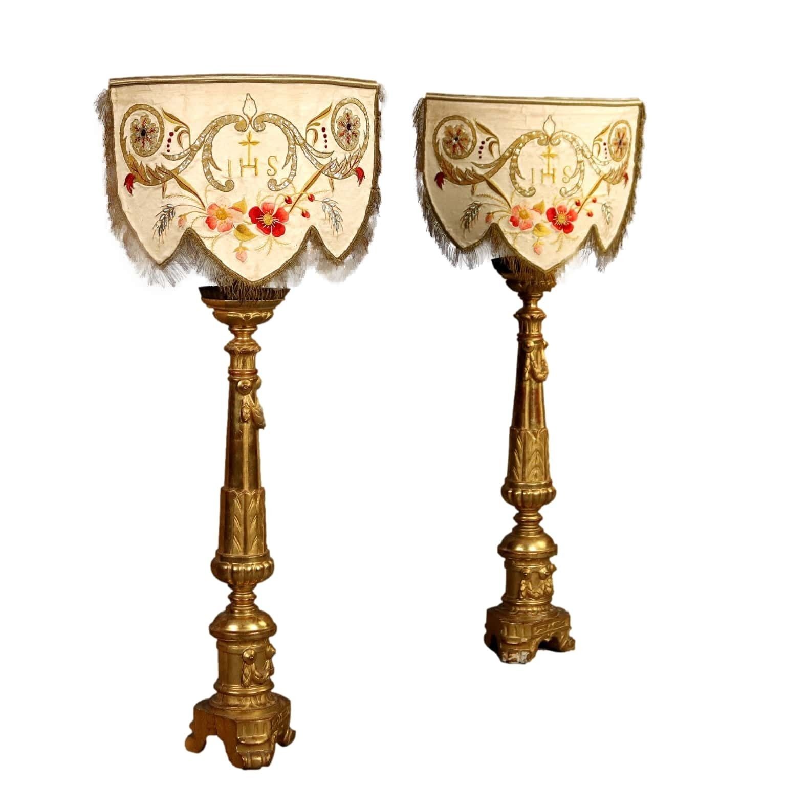 Pair Of Antique Empire Style Candelabra Beech Italy XIX Century