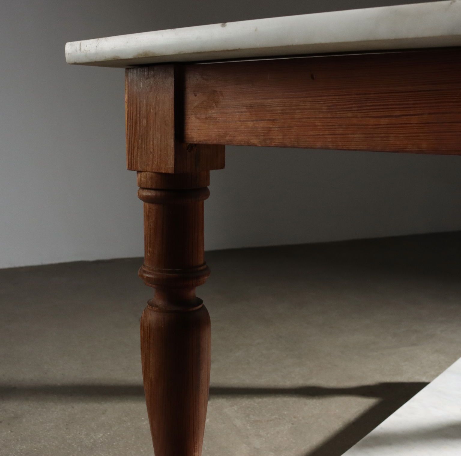 Antique Working Table Larch White Marble Italy XX Century photo 1200.0