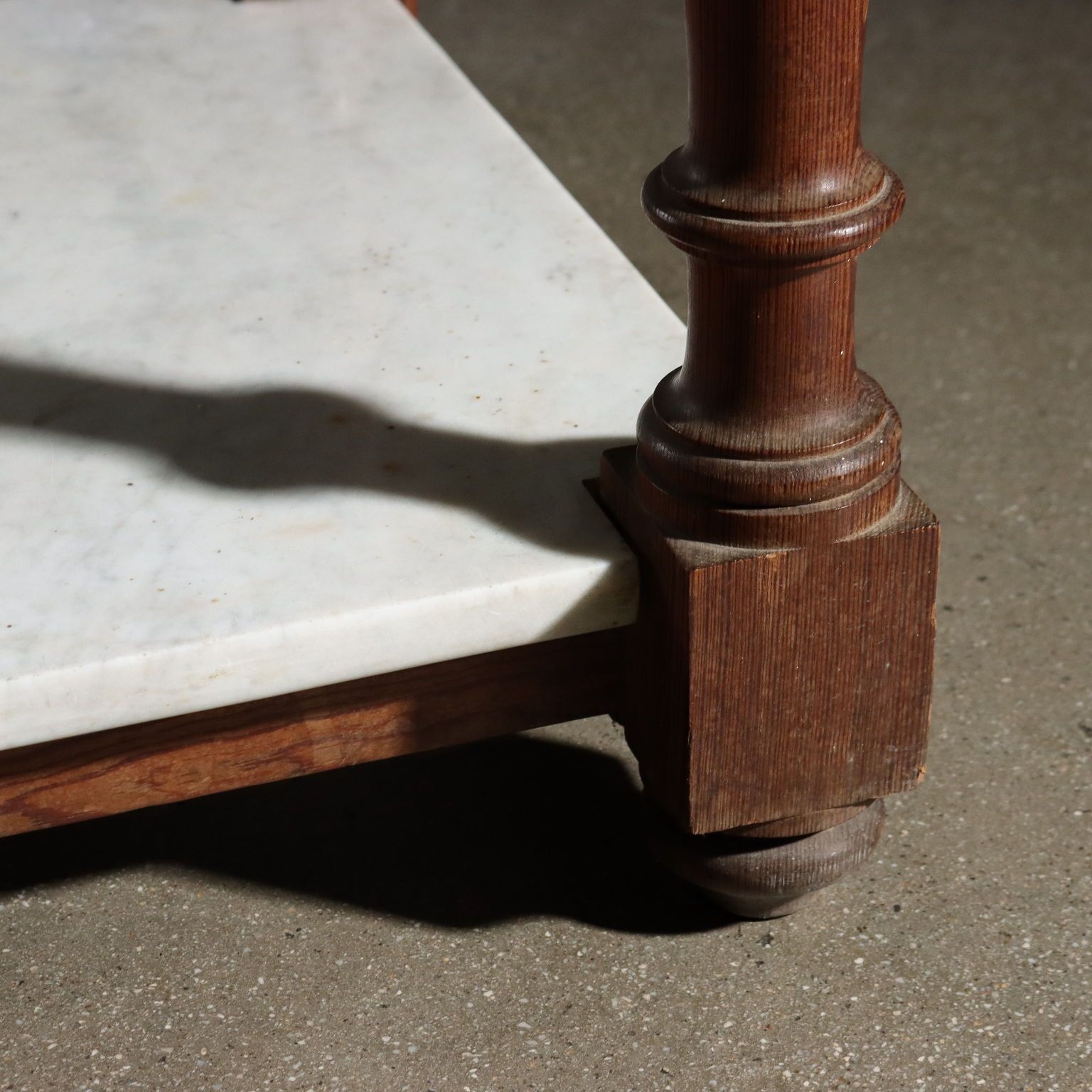 Furniture Antique Working Table Larch White Marble Italy XX Century photo