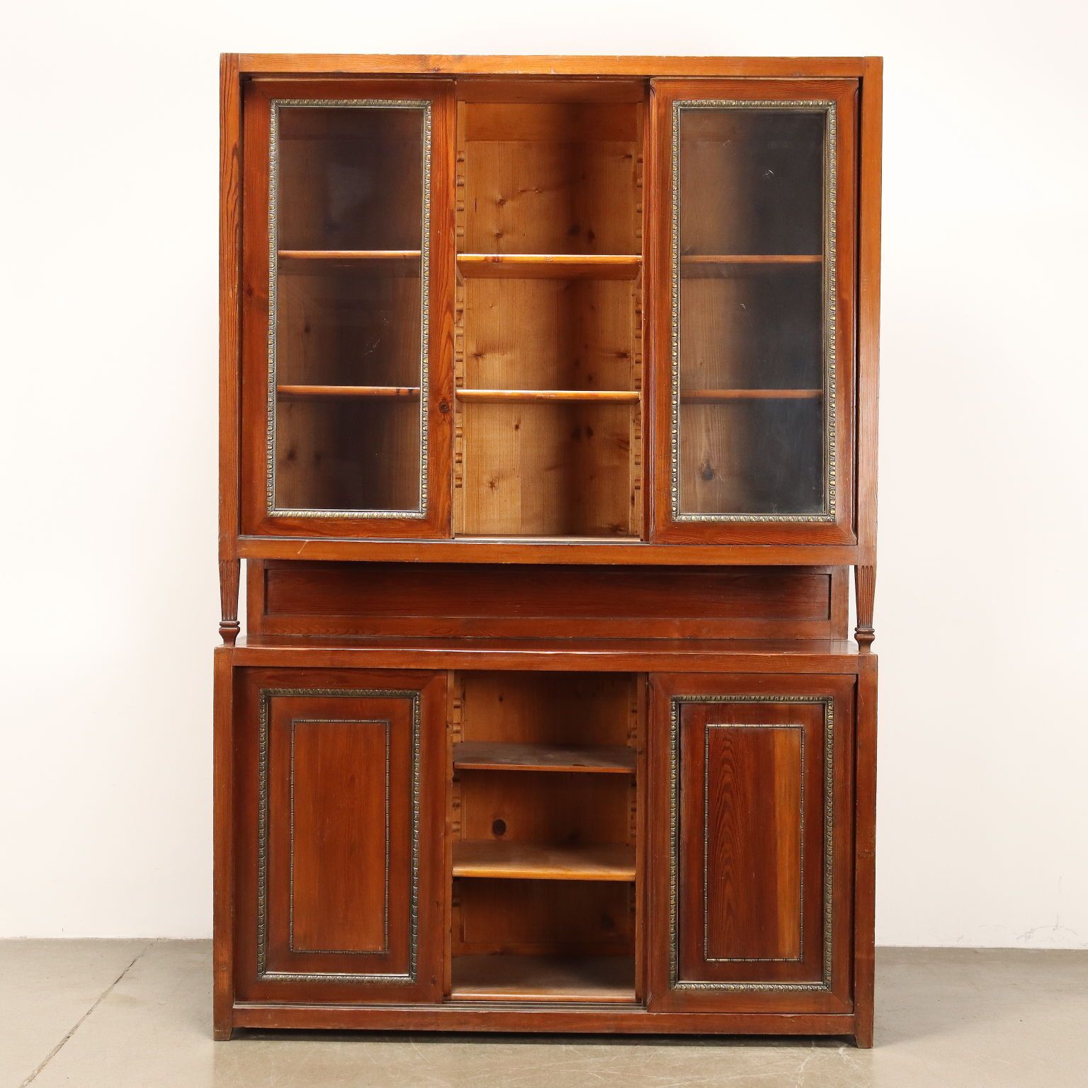 Antique Cupboard Larch Sheeth Metal Sliding Doors Italy XX Century photo Furniture