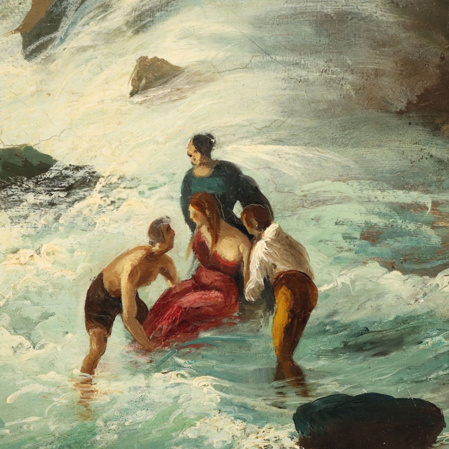 Antique Painting The Shipwreck Oil On Canvas Italy XIX Century photo vinterior