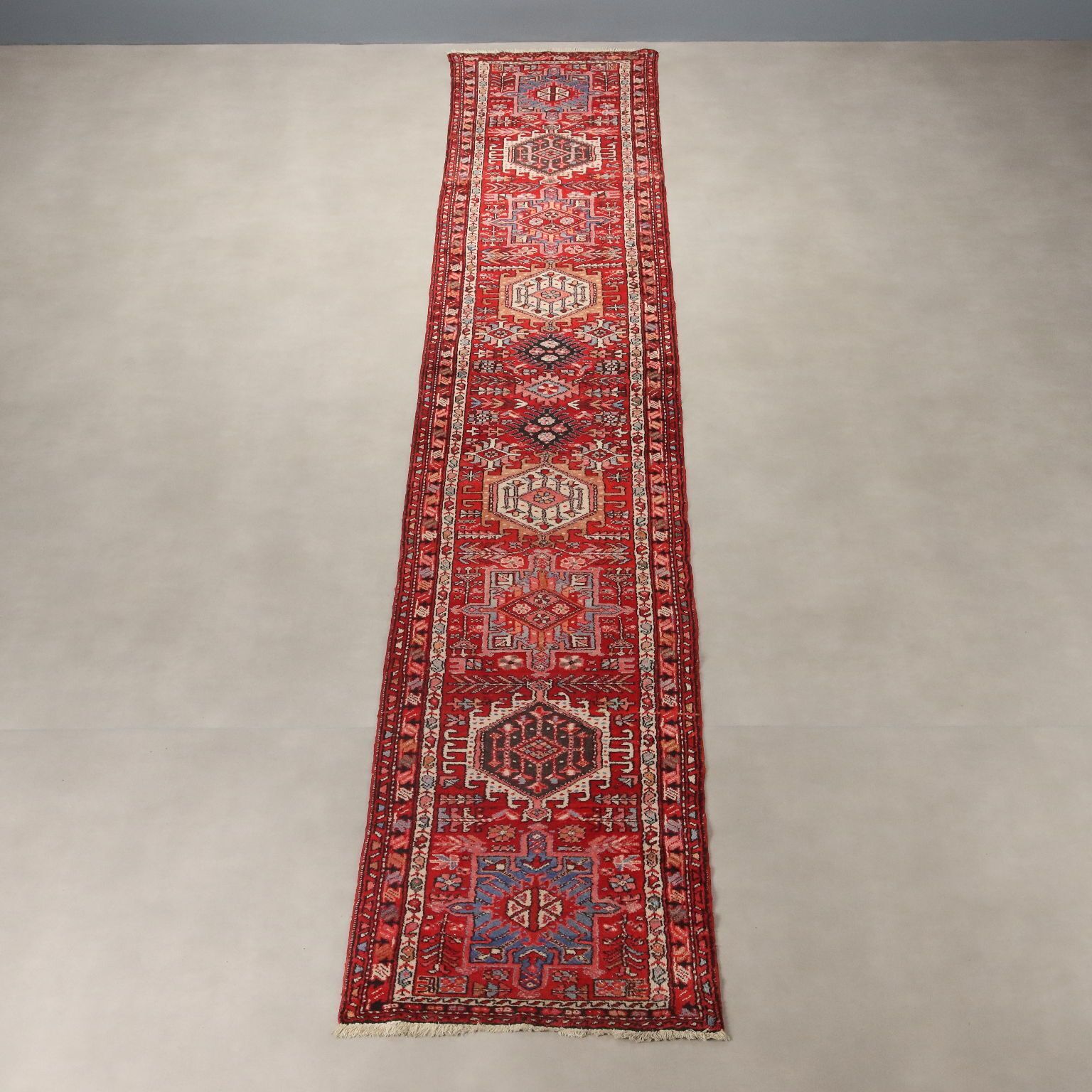 Antique Asian Carpet Cotton Wool Heavy Knot Handmade 191 X 34 In photo for sale