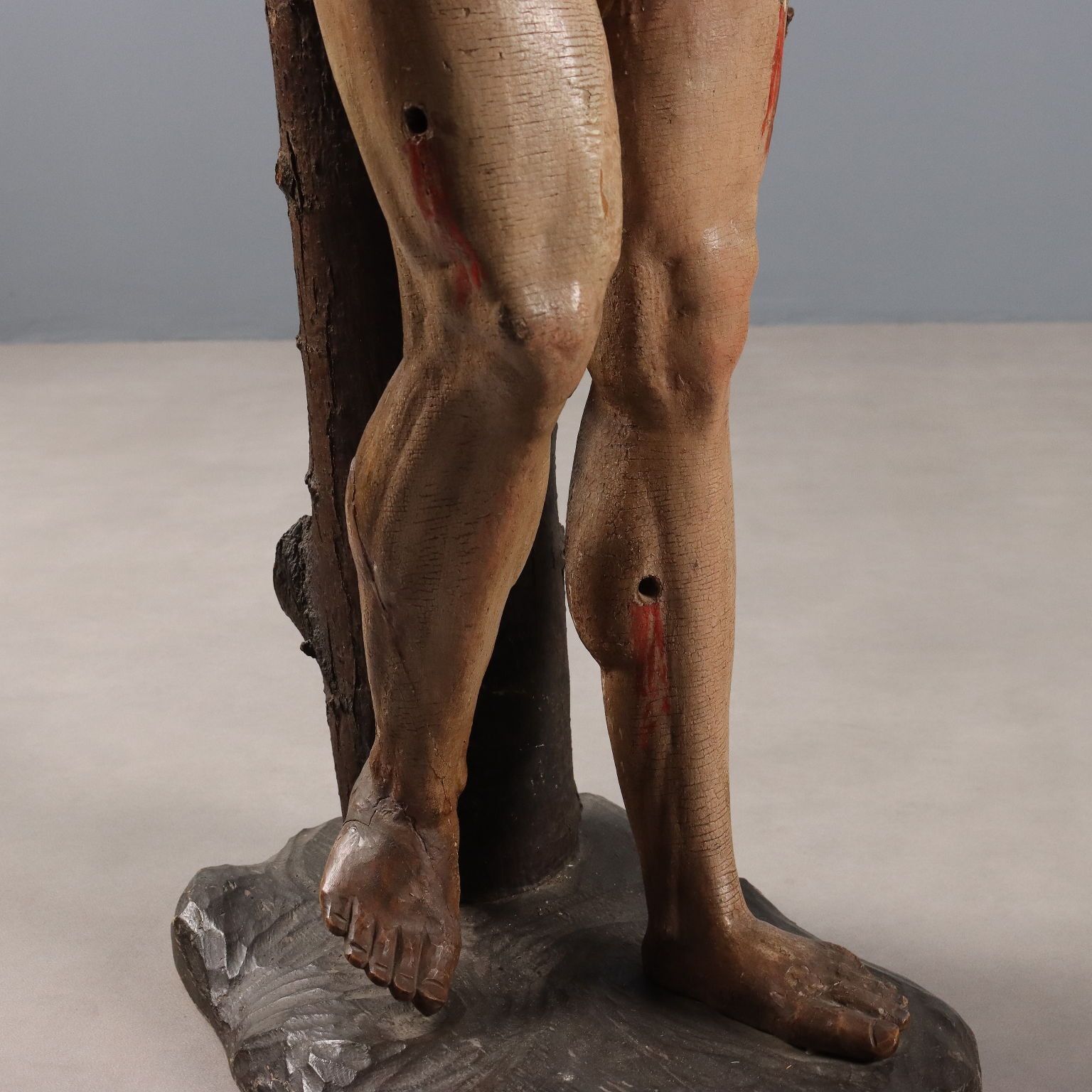 Antique Sculpture Saint Sebastian Carved Wood Italy XVII Century photo vinterior