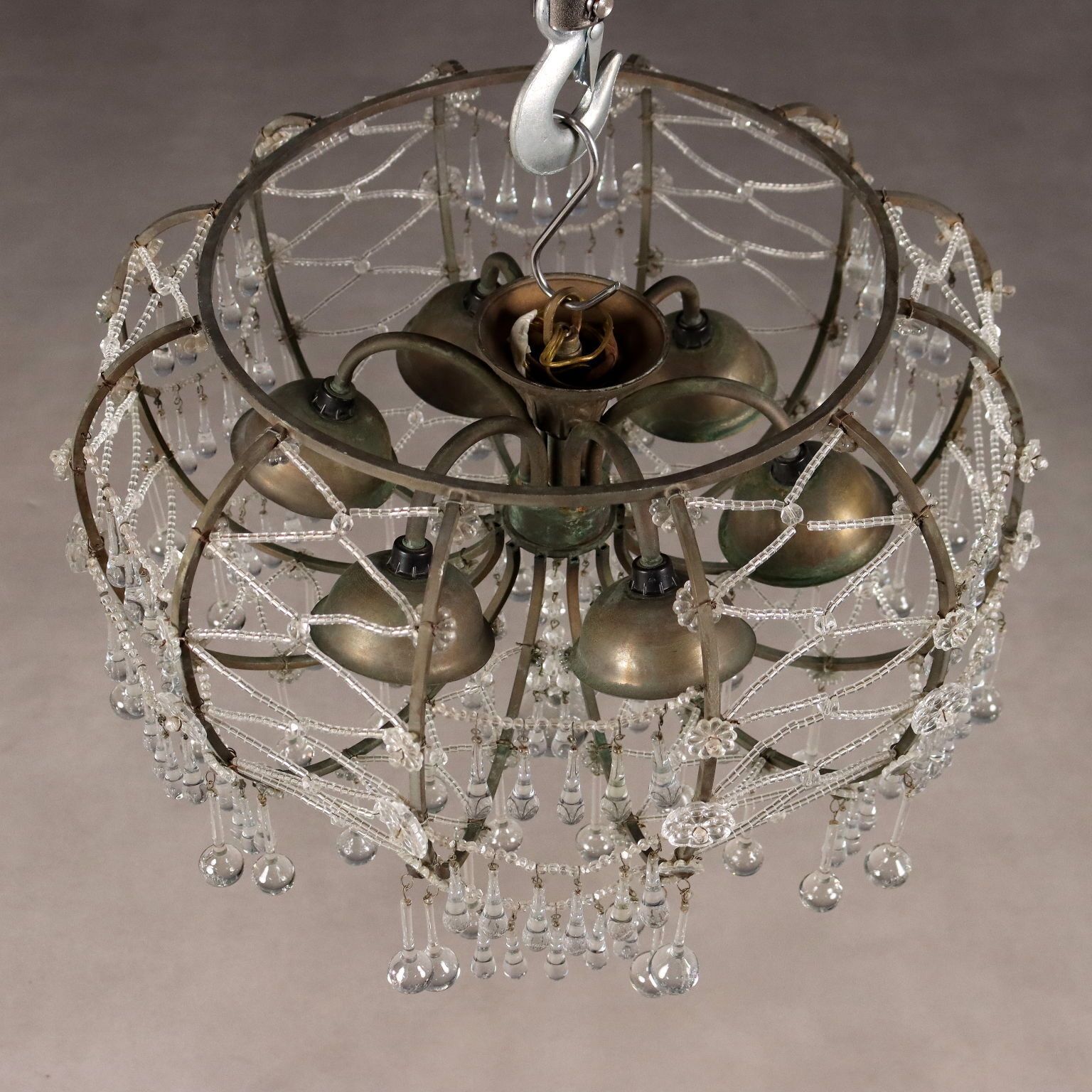 Antique Chandelier Glass Metal 6 Lights Italy XIX Century photo buy