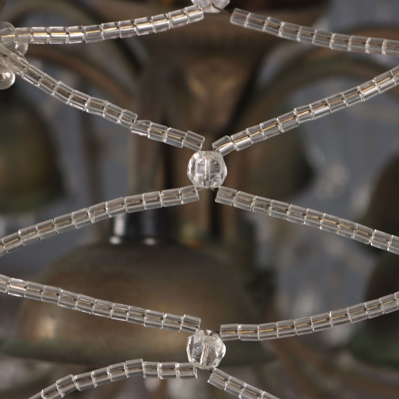 Antique Chandelier Glass Metal 6 Lights Italy XIX Century photo vintage