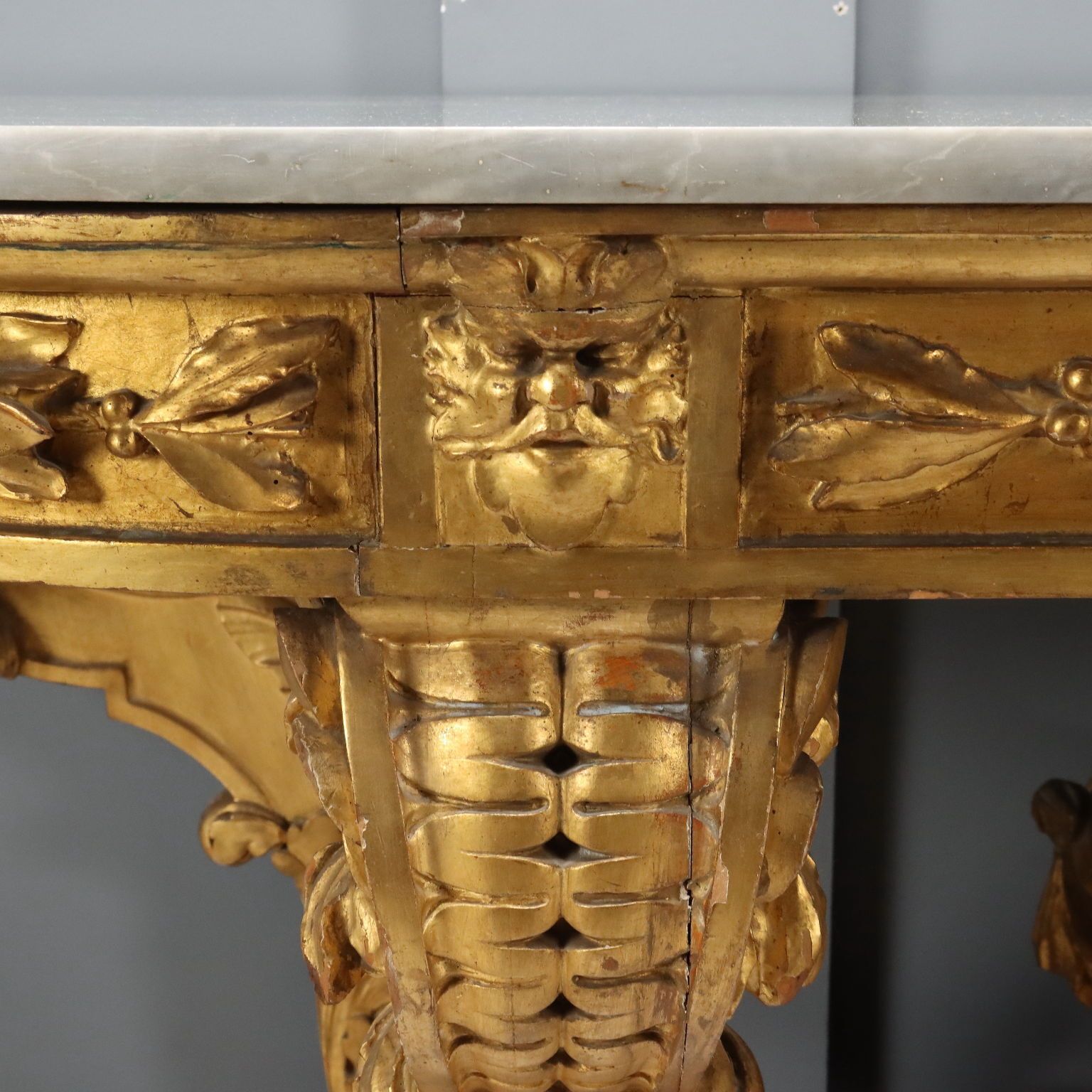 Antique Console Carved Wood Decorations Italy XIX Century photo vinterior