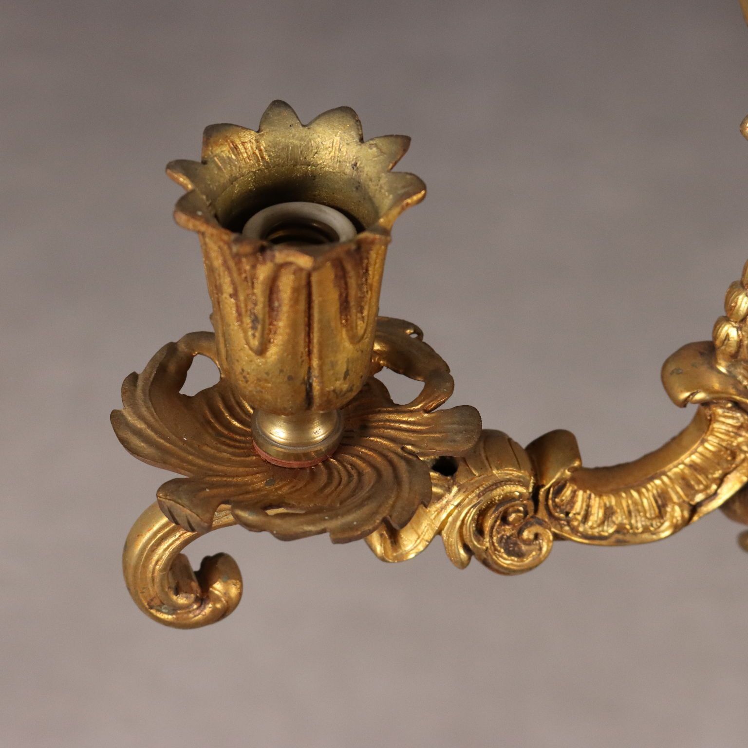Antique Chandelier Gilded Bronze 3 Lights Italy XX Century photo Lighting