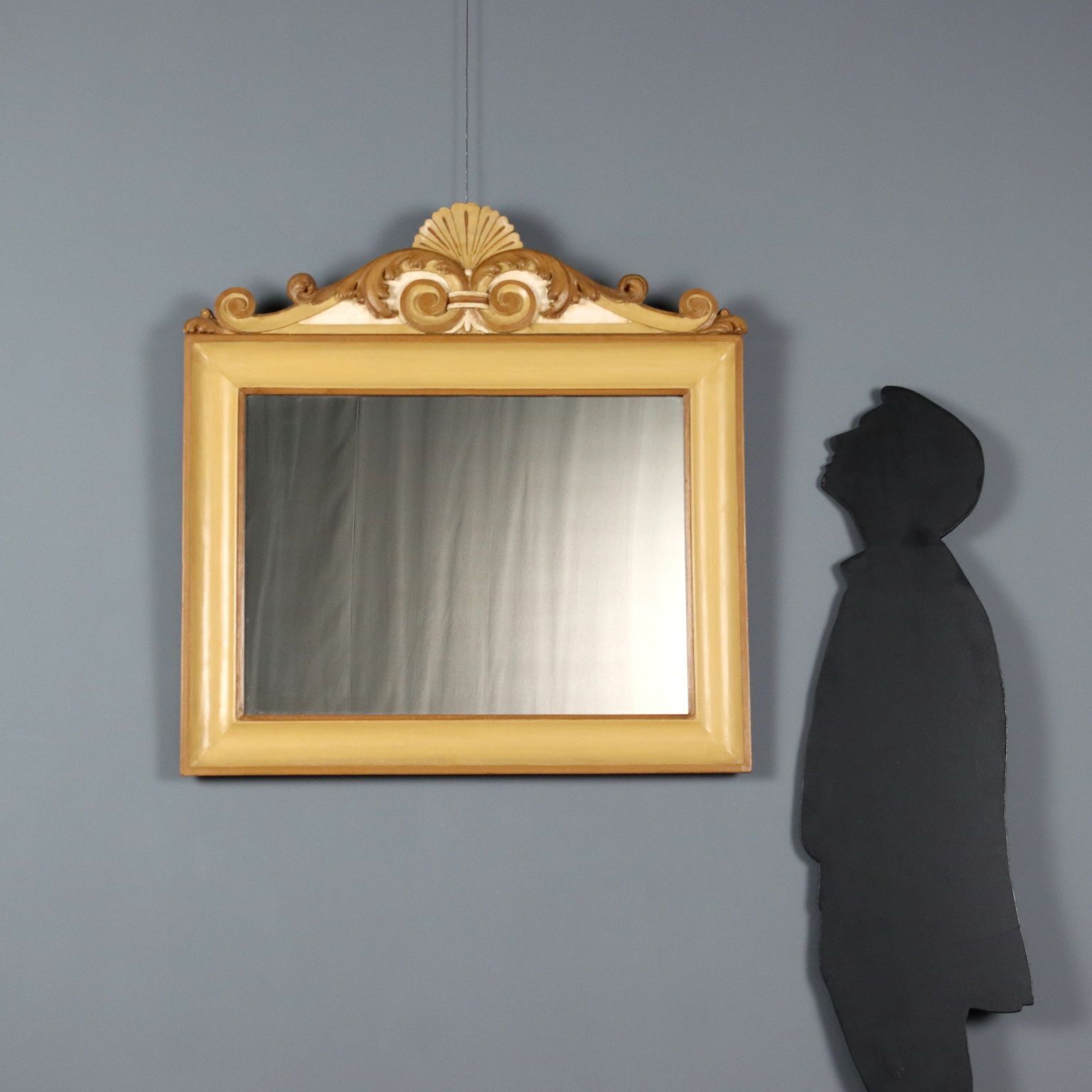 Antique Mirror Lacquered Carved Wood Italy XIX Century photo for sale