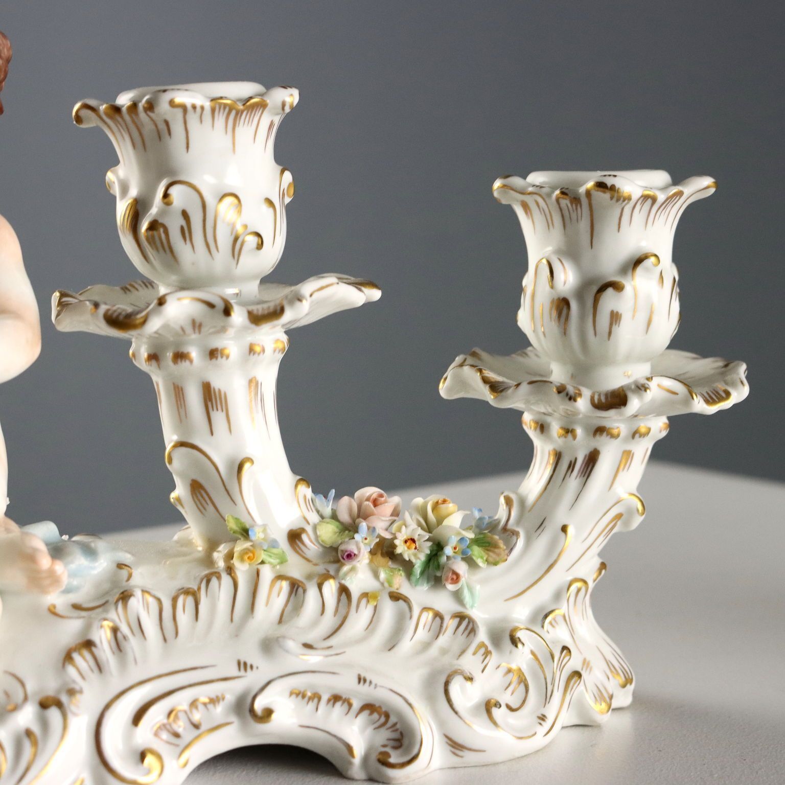 photo furniture Antique Candle Holders Porcelain Capodimonte XX Century