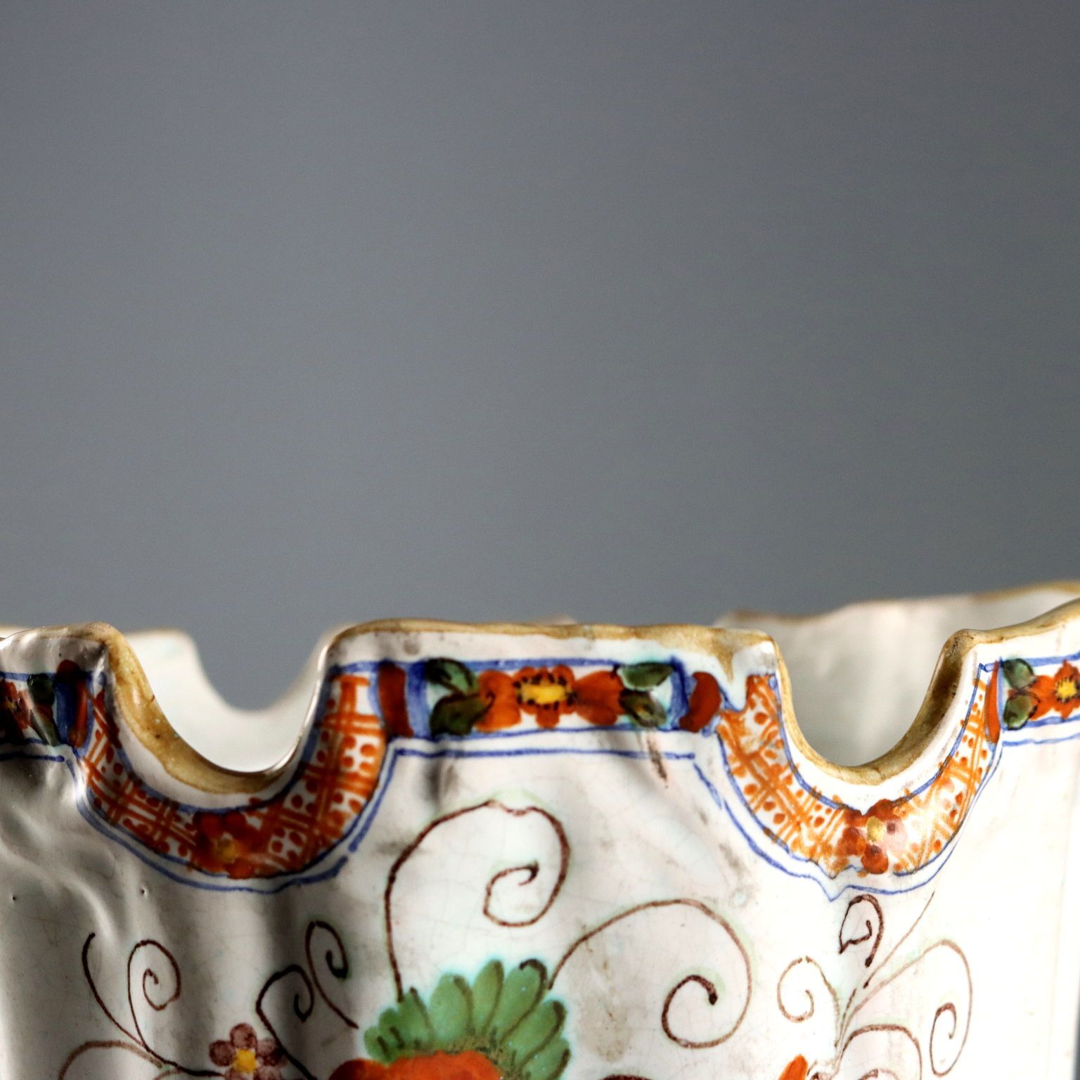 Antique Majolica Cooler Manifattura Di Faenza Italy XIX Century photo for sale