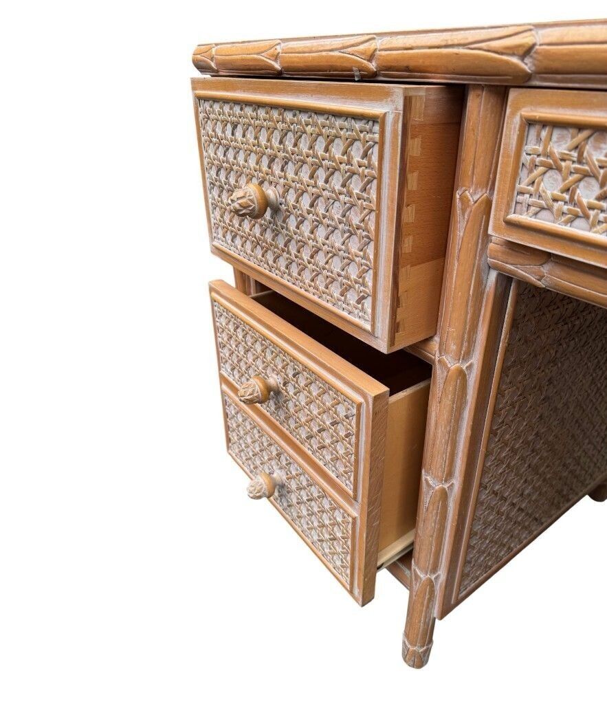 2475.0 A 1980s Colonial Style Carved Wood And Rattan Desk By Roche Bobois photo