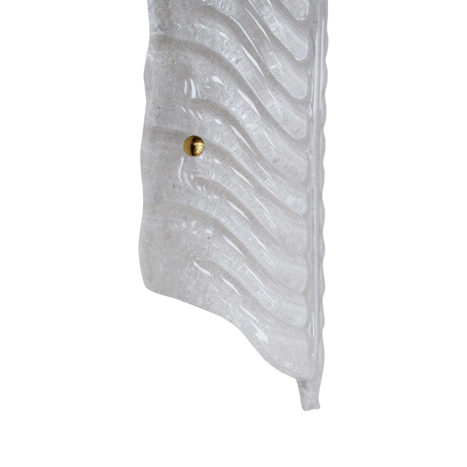 Pair Of Italian Wall Sconces Made Of Hand Blown Murano Glass And Brass Feather photo for sale