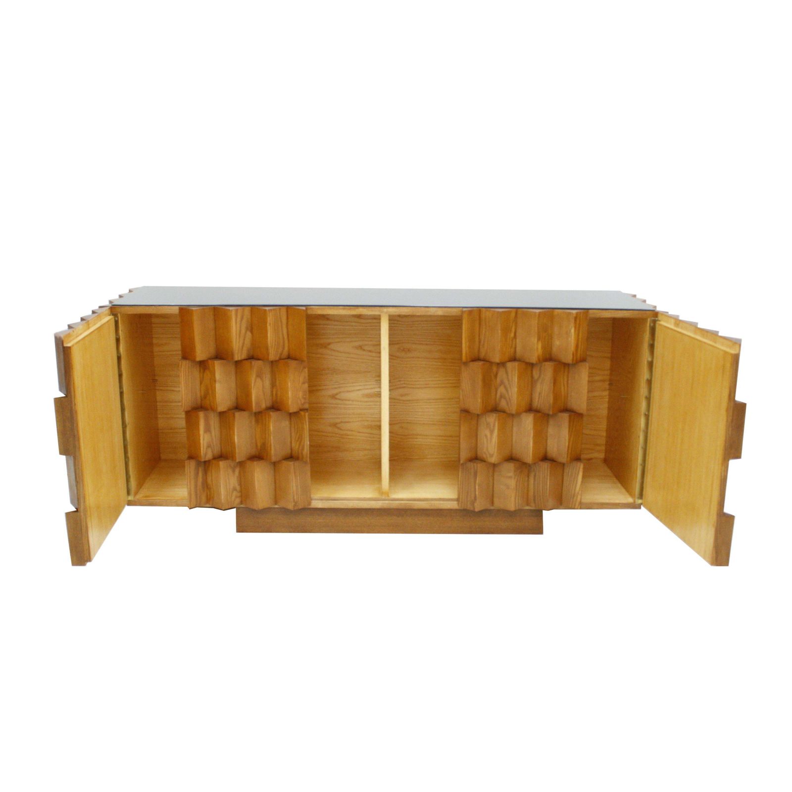 Italian Sideboard In Oak Wood And Black Glass In Mid Century Modern Style photo Furniture
