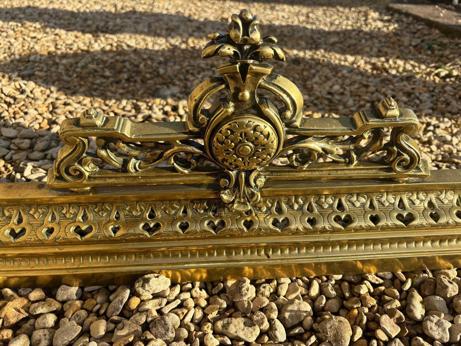 A Pair Of Quality Brass 19th Classical French Chenets On Adjustable Fender photo for sale