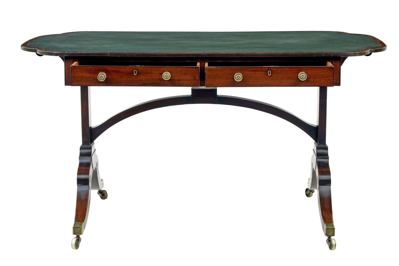 19th Century Early Victorian Leather Top Writing Table photo vintage