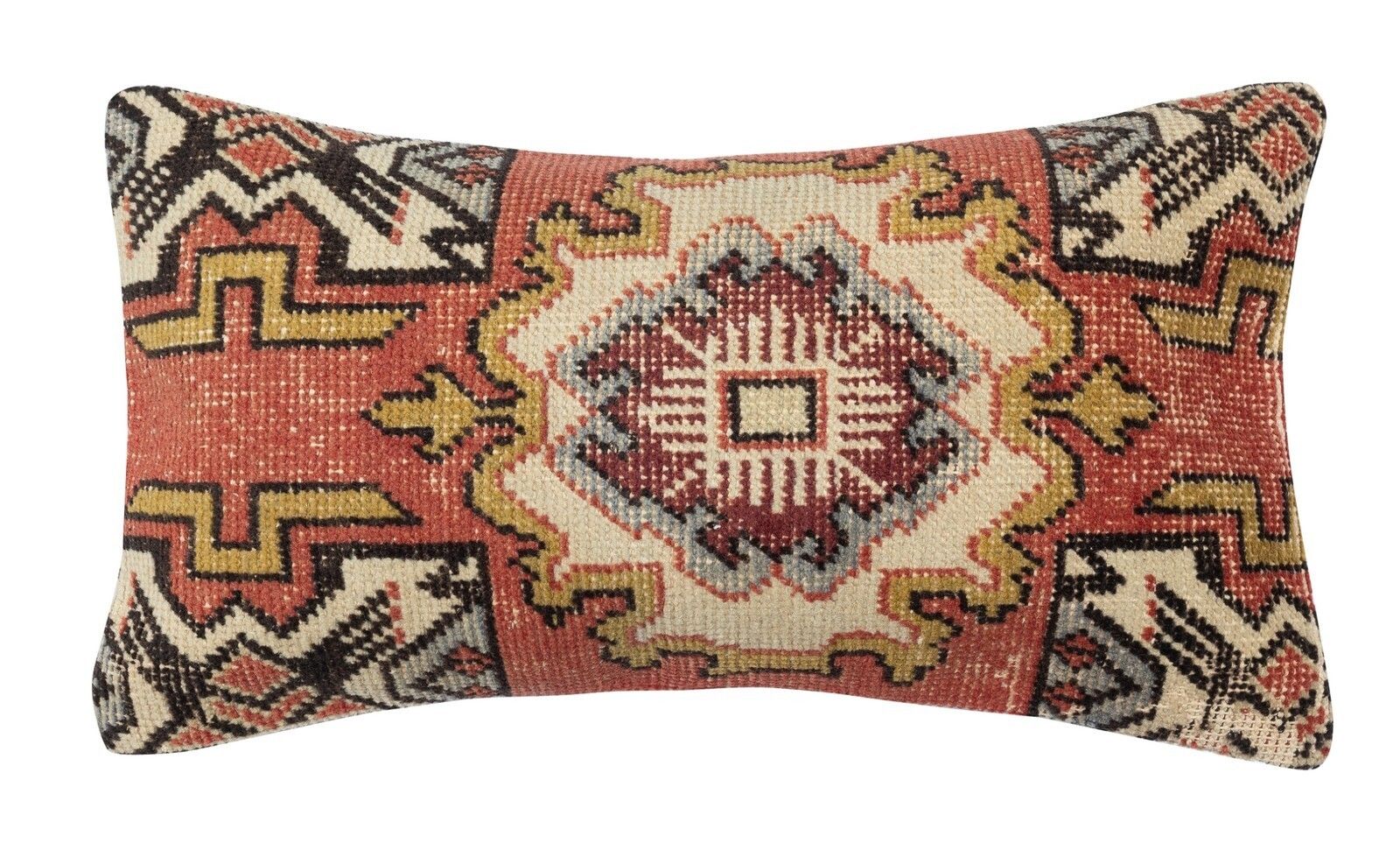 16"X28" Hand Knotted Rug Cushion Cover. Lumbar Pillow Cover. Accent Pillow Cover