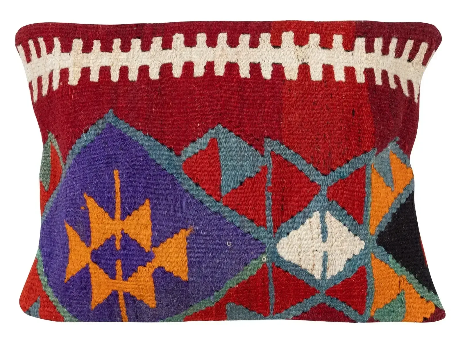 16"X24" Vintage Cushion Cover. Hand Woven Kilim Pillowcase. Lumbar Pillow Cover